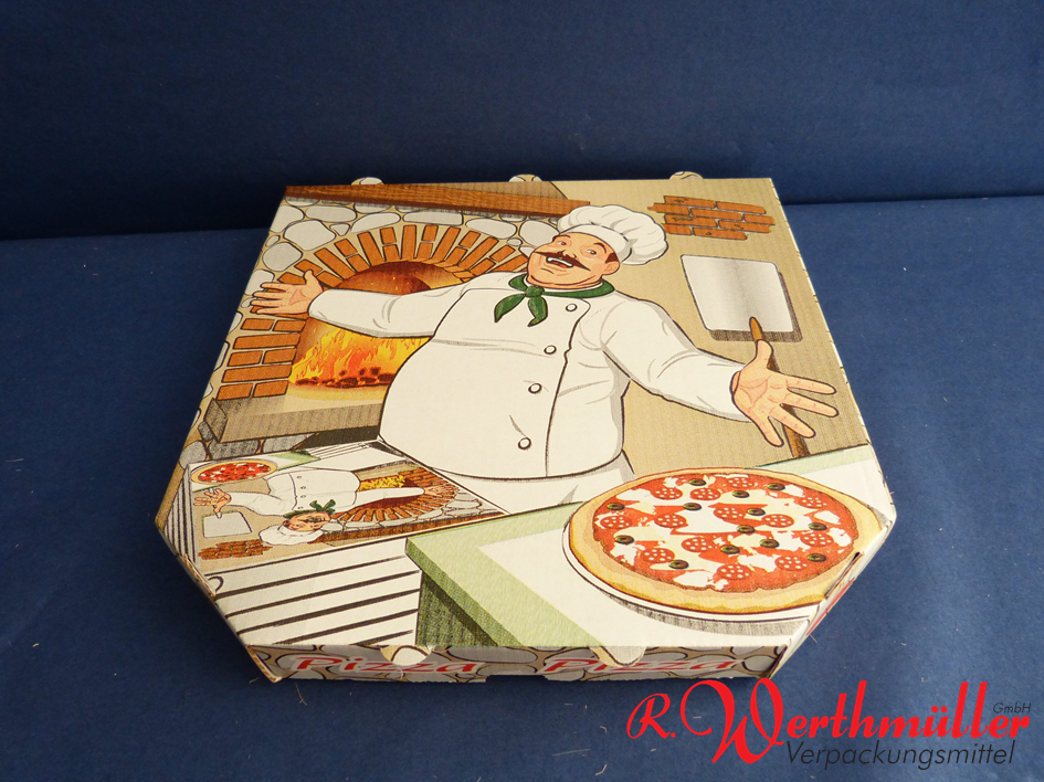Pizzakarton 24x24x3 cm TREVISO 4-farbig 